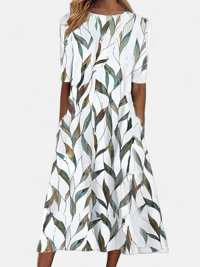 Natalie | Women's Floral Midi Dress - Green