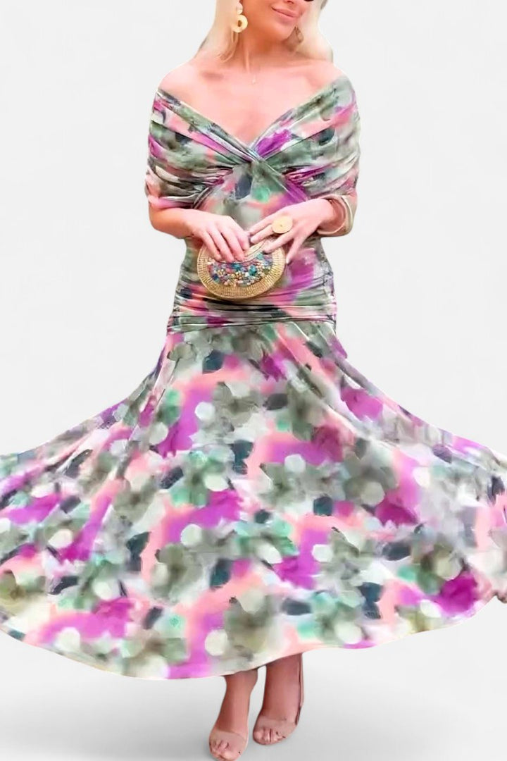 Natalie | Women's Floral V-Neck Midi Dress - image 11