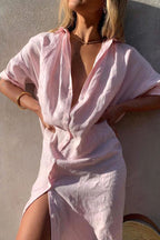 Natalie | Women's Lightweight Beach Shirt Dress, Lightweight Summer Dress for Holidays and Resort Wear, Lightweight Summer Dress for Holidays and Resort Wear - Azzurro