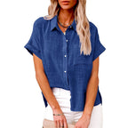 Natalie | Women's Lightweight Polyester Blouse, Short-Sleeve Summer Top | The Shrader Sisters | Roze