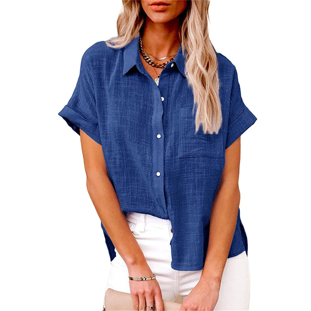 Natalie | Women's Lightweight Polyester Blouse, Short-Sleeve Summer Top | The Shrader Sisters | Roze