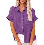Natalie | Women's Lightweight Polyester Blouse, Short-Sleeve Summer Top | The Shrader Sisters | Wit