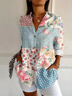 Natalie | Women's Printed Fluid Button-Up Shirt, Lightweight Summer Top for Holidays and Casual Wear, Lightweight Summer Top for Holidays and Casual Wear - image 3