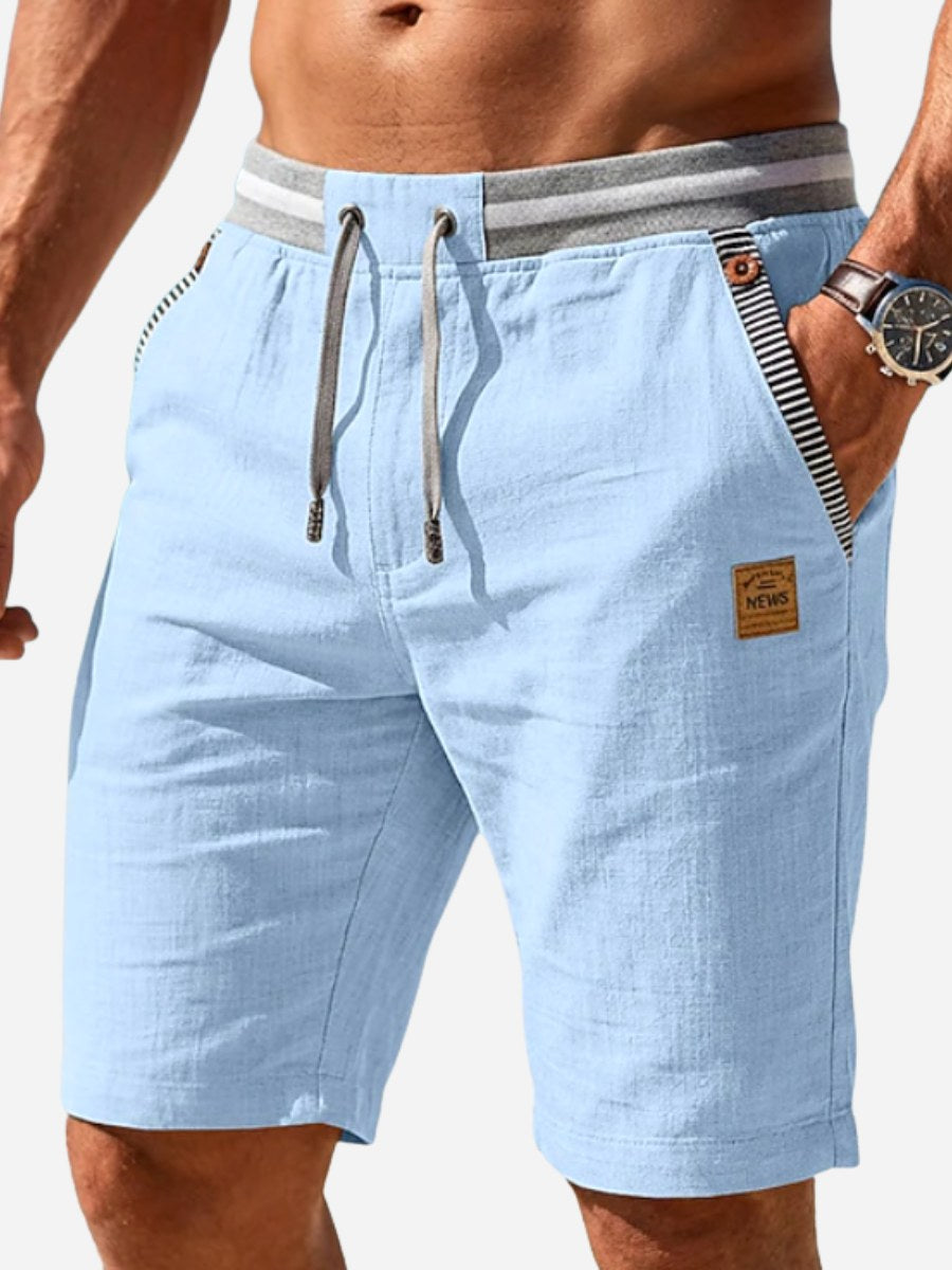Nate | Men's Drawstring Shorts, Relaxed-Fit Summer Shorts | The Shrader Sisters | Sky Blue