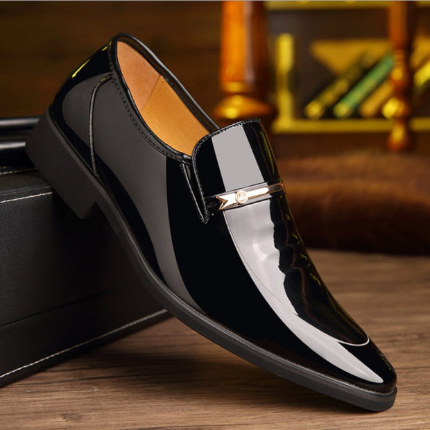Ned | Men's Patent Leather Loafers, Slip-On Dress Loafers | The Shrader Sisters | Black