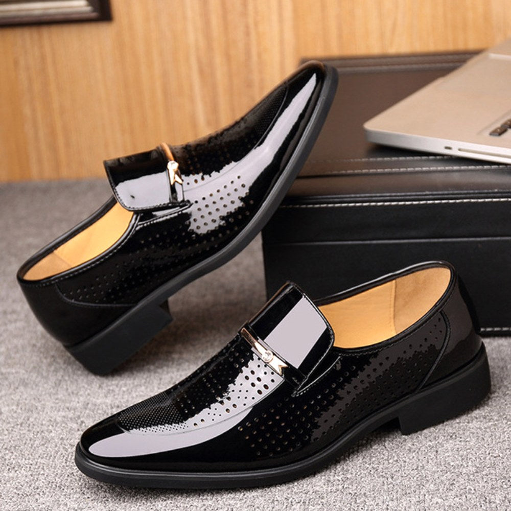 Ned | Men's Patent Leather Loafers, Slip-On Dress Loafers | The Shrader Sisters