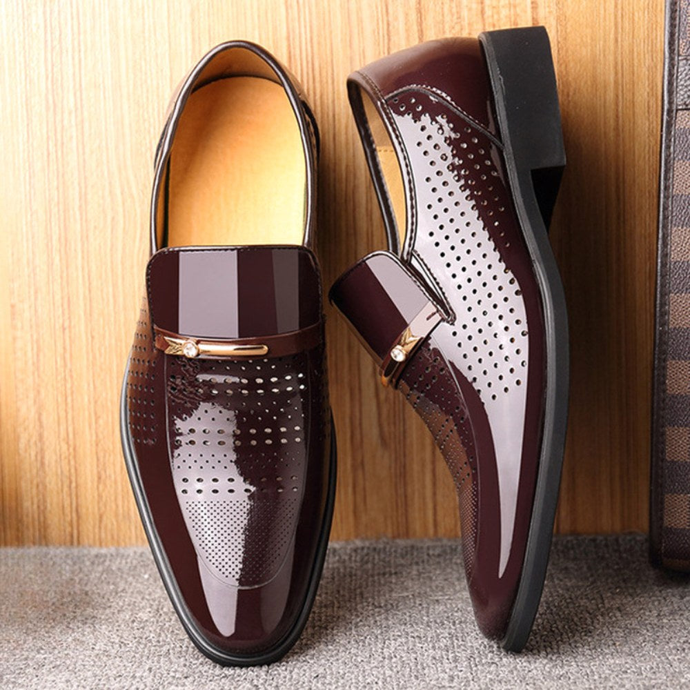 Ned | Men's Patent Leather Loafers, Slip-On Dress Loafers | The Shrader Sisters
