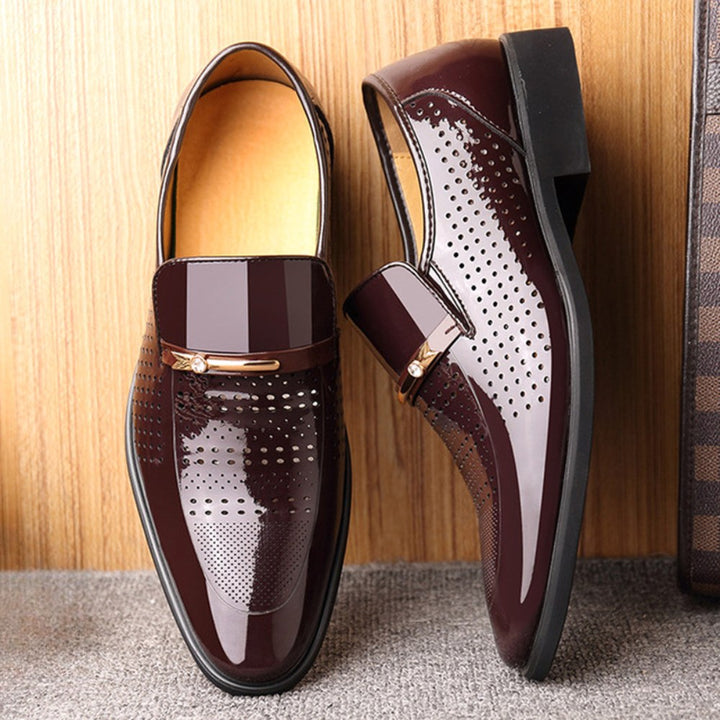 Ned | Men's Patent Leather Loafers, Slip-On Dress Loafers | The Shrader Sisters