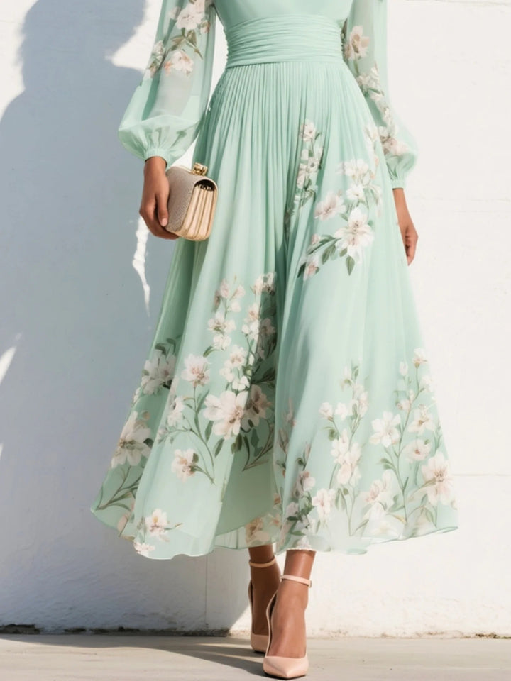 Nicola | Women's V-Neck Chiffon Floral Midi Dress - image 5