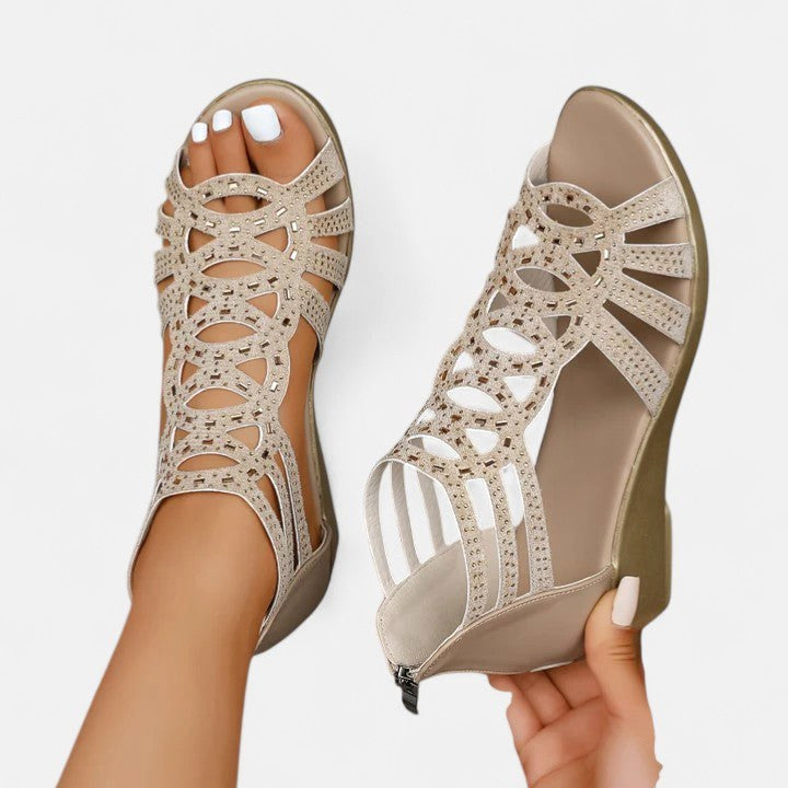 Nicole | Women's Comfortable Flat Sandals - Khaki