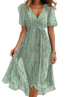 Nicole | Women's Vibrant Midi Dress, Elegant Occasion Dress | The Shrader Sisters | Lichtgroen