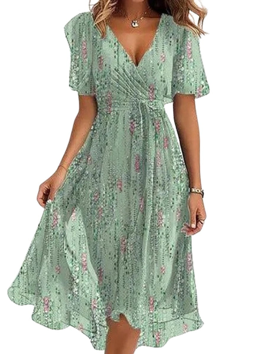 Nicole | Women's Vibrant Midi Dress, Elegant Occasion Dress | The Shrader Sisters | Lichtgroen