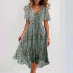 Nicole | Women's Vibrant Midi Dress, Elegant Occasion Dress | The Shrader Sisters