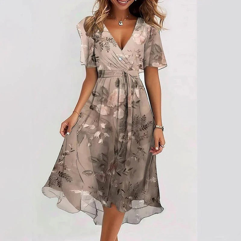 Nicole | Women's Vibrant Midi Dress, Elegant Occasion Dress | The Shrader Sisters | Groen