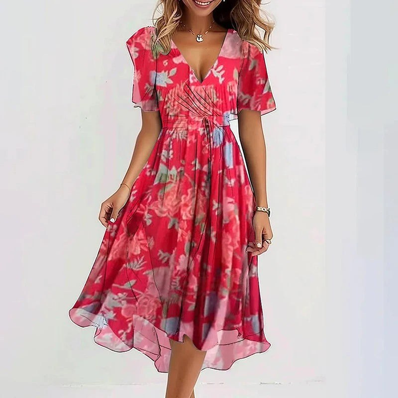 Nicole | Women's Vibrant Midi Dress, Elegant Occasion Dress | The Shrader Sisters | Bloemprint
