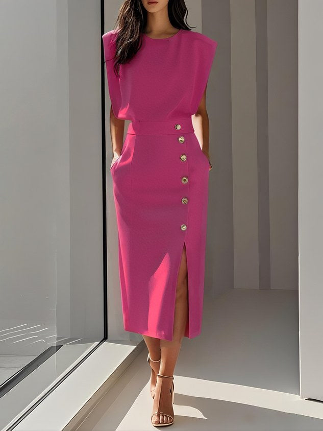 Nina | Women's Midi Dress with Side Slit - image 8