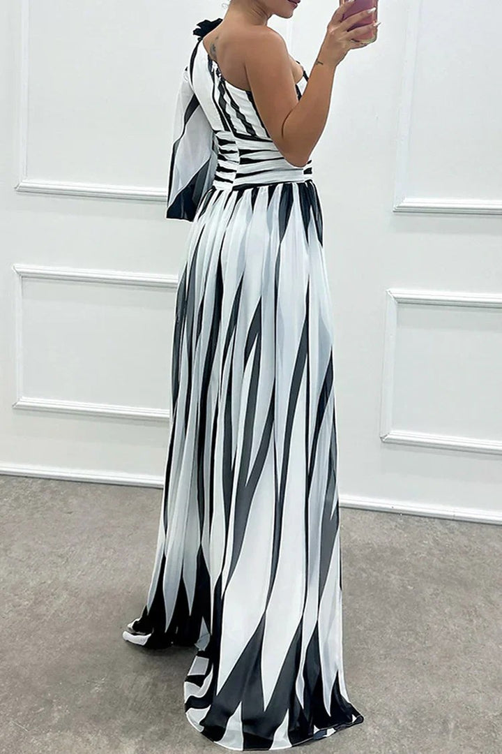 Noelle | Women's Asymmetrical One-Shoulder Striped Dress - image 6
