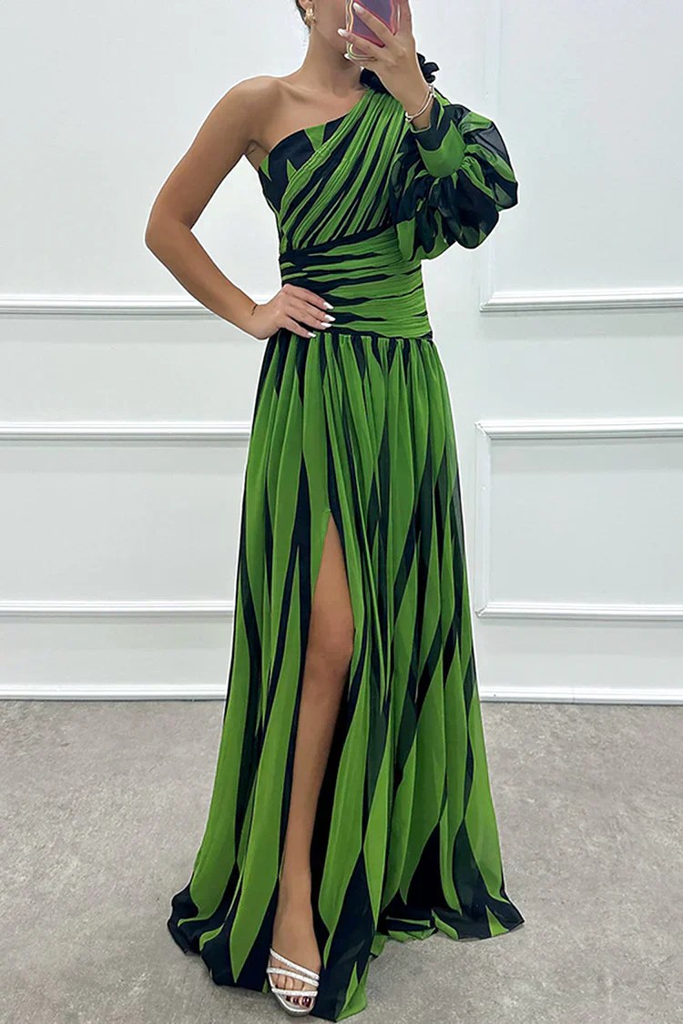 Noelle | Women's Asymmetrical One-Shoulder Striped Dress - image 7