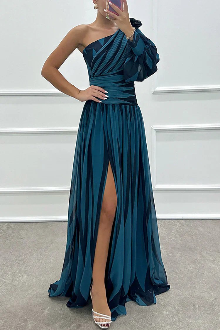 Noelle | Women's Asymmetrical One-Shoulder Striped Dress - image 9