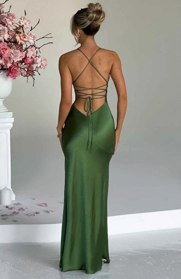 Noelle | Women's Thin Strap High Slit Maxi Dress - image 8