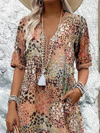 Olivia | Women's Floral Midi Dress with Tummy Coverage, Lightweight Summer Dress for Holidays and Resort Wear, Lightweight Summer Dress for Holidays and Resort Wear - image 6