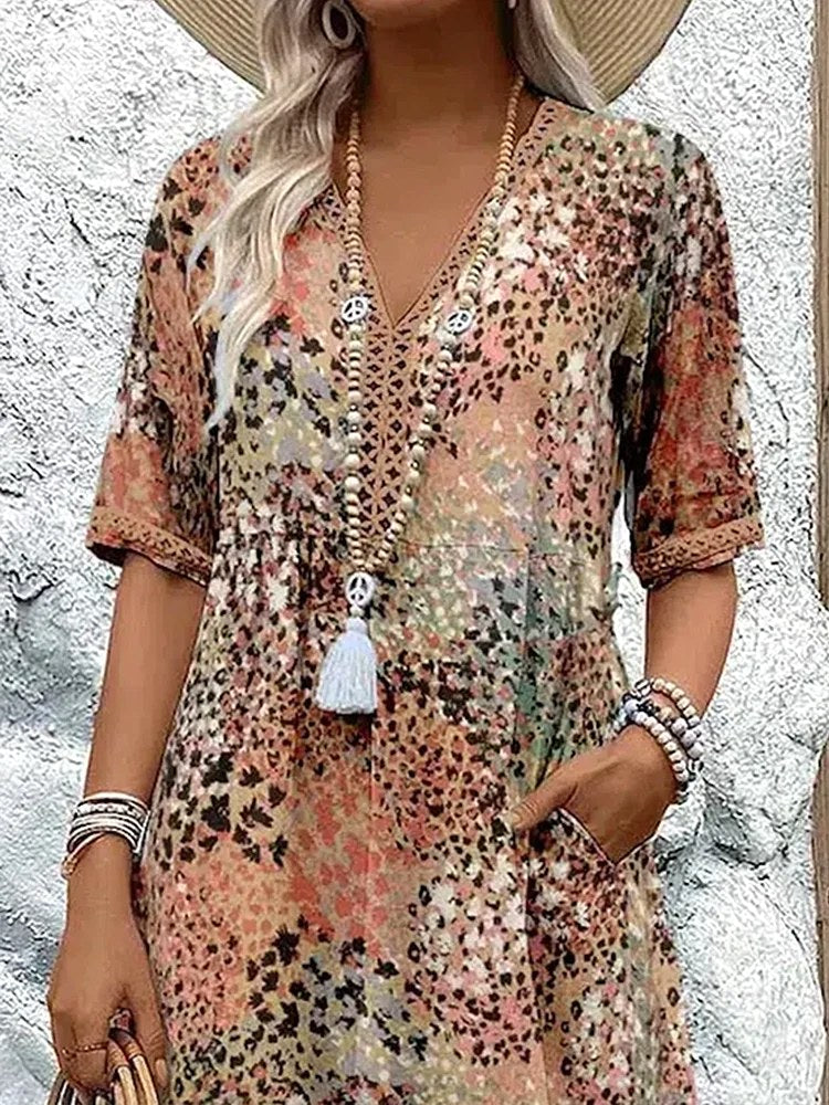 Olivia | Women's Floral Midi Dress with Tummy Coverage, Lightweight Summer Dress for Holidays and Resort Wear, Lightweight Summer Dress for Holidays and Resort Wear - image 6