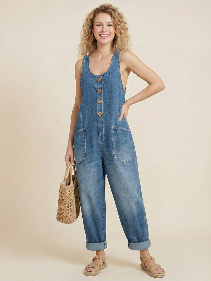 Sarah | Elegant Denim Jumpsuit With Pockets