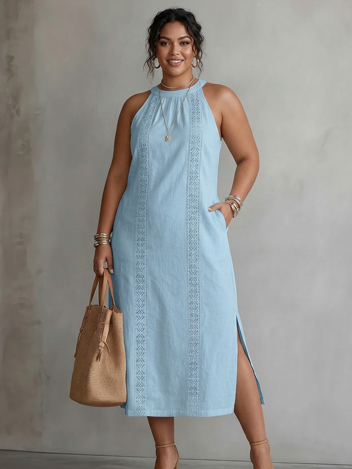 Celina | Sleeveless Lace Detail Midi Dress