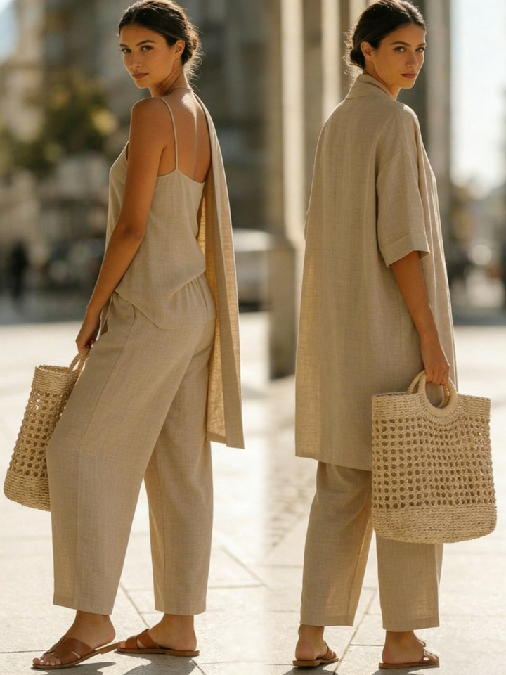 Isabella™ | Effortless Three-Piece Linen-Cotton Set