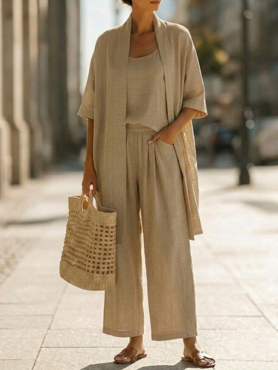 Isabella™ | Effortless Three-Piece Linen-Cotton Set