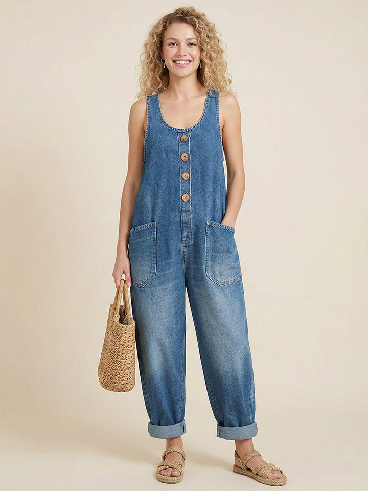 Sarah | Elegant Denim Jumpsuit With Pockets