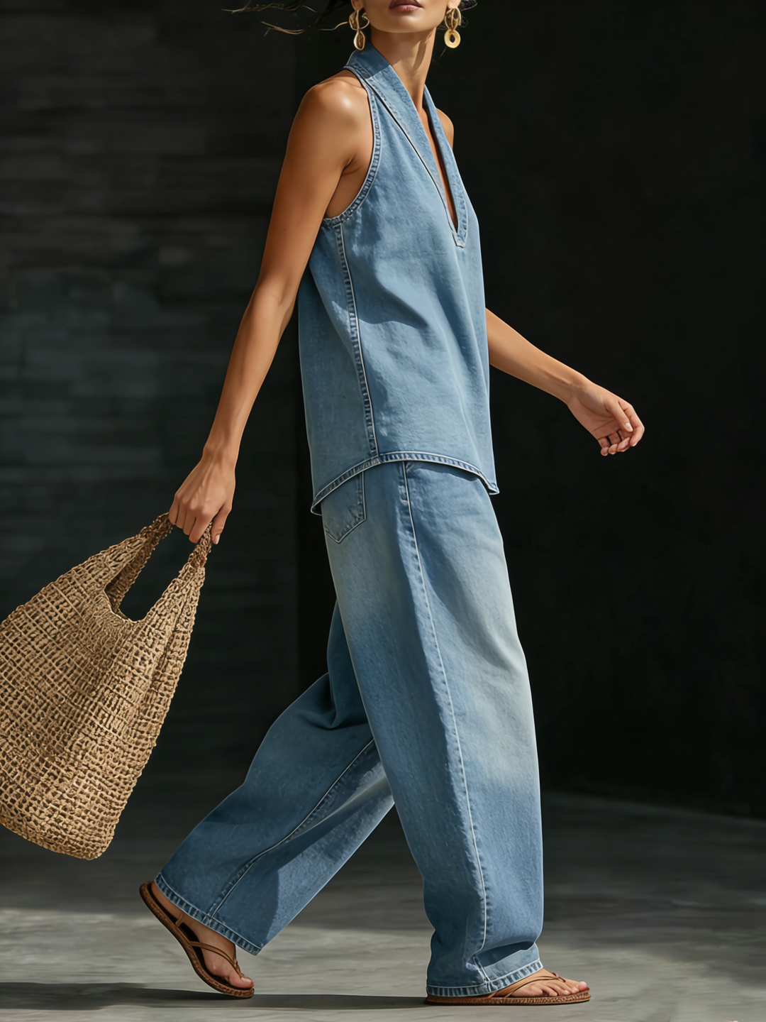 Mary | Minimalist and Comfortable Two-Piece Denim Set