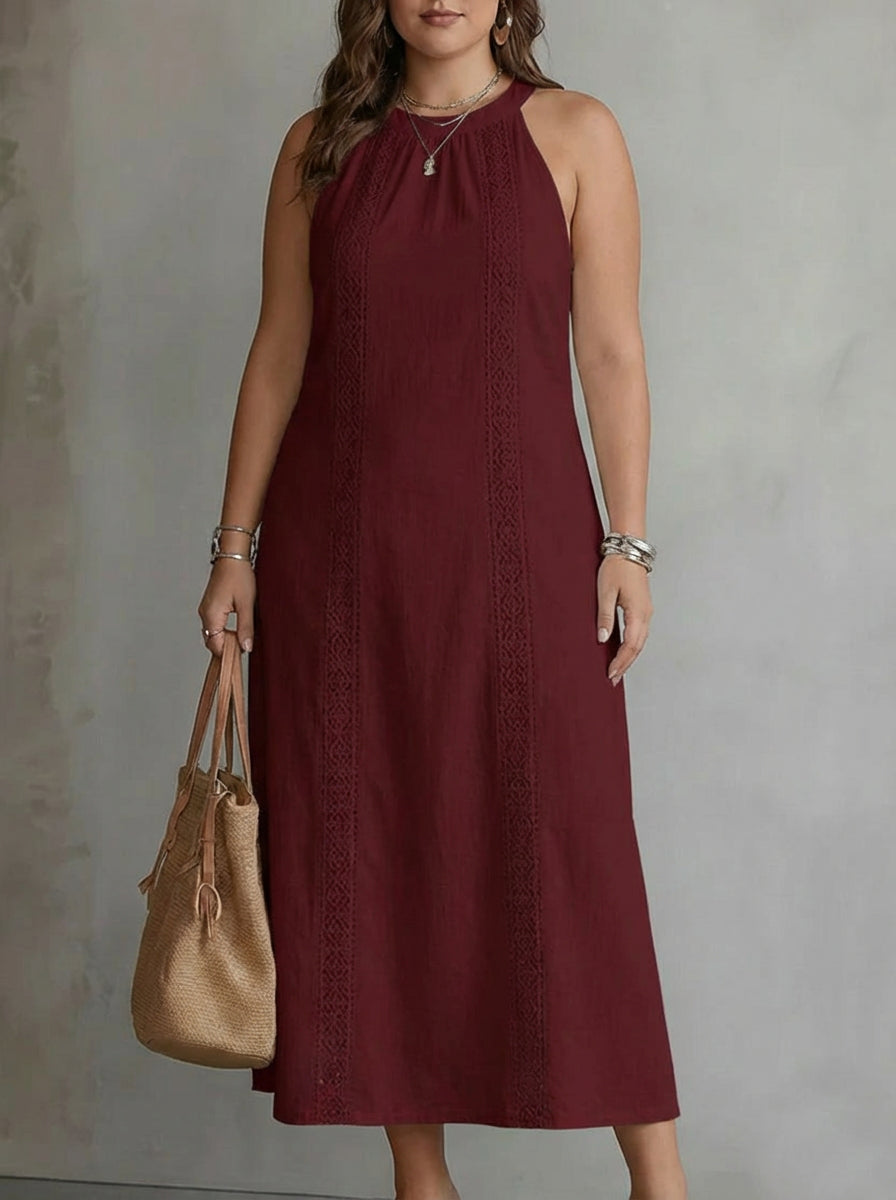 Celina | Sleeveless Lace Detail Midi Dress
