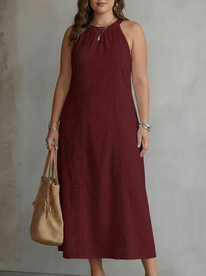 Celina | Sleeveless Lace Detail Midi Dress