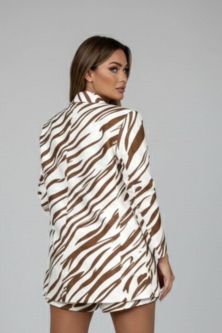 Paige | Women's Animal Print Blazer and Shorts Co-Ord Set, Structured Two-Piece Set | The Shrader Sisters