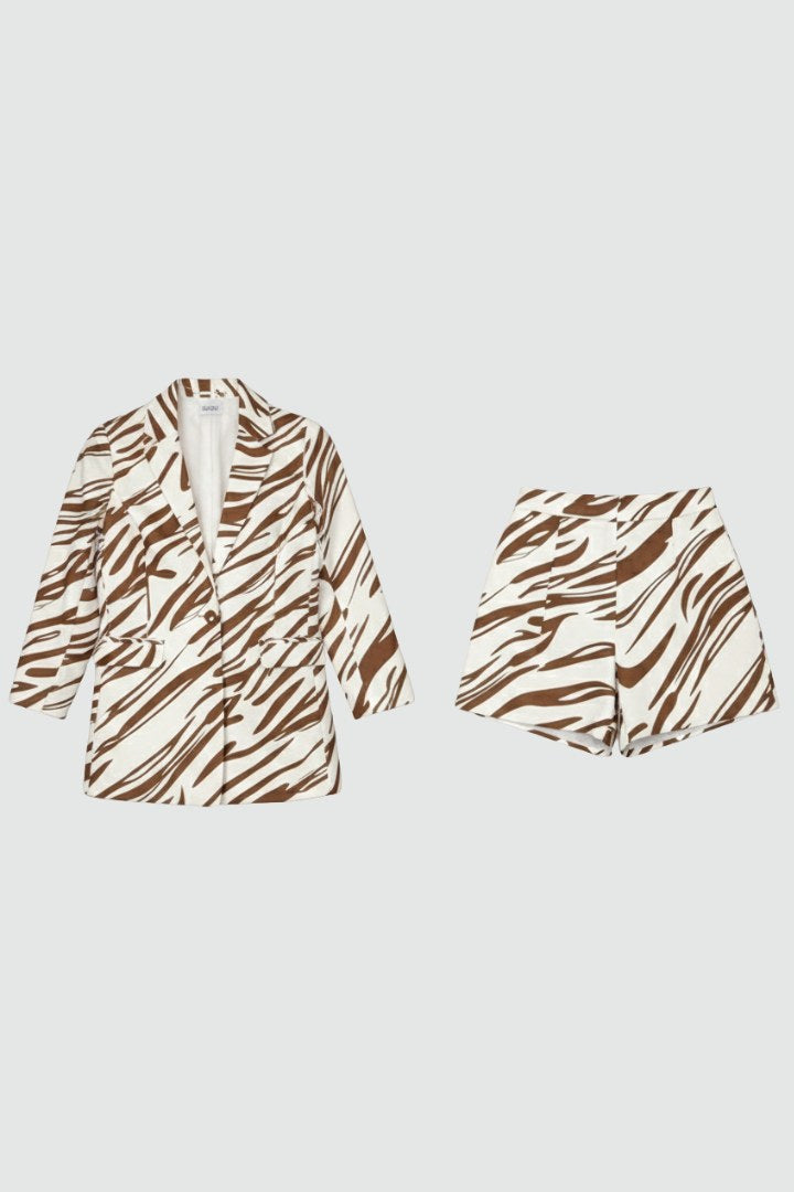 Paige | Women's Animal Print Blazer and Shorts Co-Ord Set, Structured Two-Piece Set | The Shrader Sisters