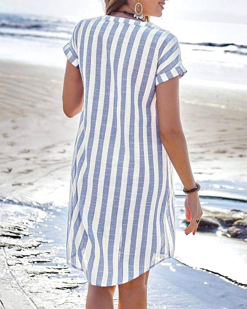 Pamela | Women's Striped Long Sleeve Midi Dress - image 2
