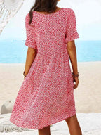 Penelope | Women's Cotton Floral Flutter Sleeve Mini Dress, Lightweight Summer Dress for Holidays and Resort Wear, Lightweight Summer Dress for Holidays and Resort Wear - Navy