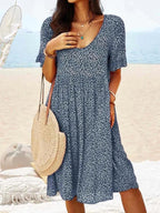 Penelope | Women's Cotton Floral Flutter Sleeve Mini Dress, Lightweight Summer Dress for Holidays and Resort Wear, Lightweight Summer Dress for Holidays and Resort Wear - Yellow