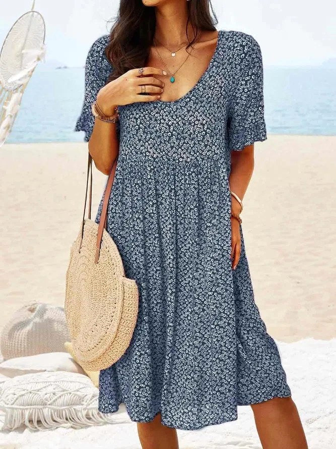 Penelope | Women's Cotton Floral Flutter Sleeve Mini Dress, Lightweight Summer Dress for Holidays and Resort Wear, Lightweight Summer Dress for Holidays and Resort Wear - Yellow