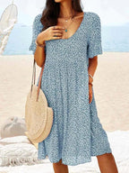 Penelope | Women's Cotton Floral Flutter Sleeve Mini Dress, Lightweight Summer Dress for Holidays and Resort Wear, Lightweight Summer Dress for Holidays and Resort Wear - image 6