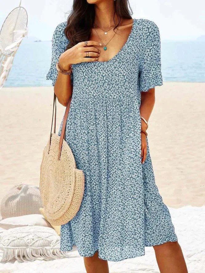 Penelope | Women's Cotton Floral Flutter Sleeve Mini Dress, Lightweight Summer Dress for Holidays and Resort Wear, Lightweight Summer Dress for Holidays and Resort Wear - image 6