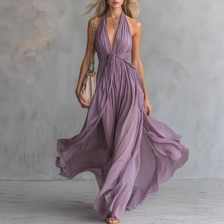 Peyton | Women's Flowy Evening Maxi Dress - Purple