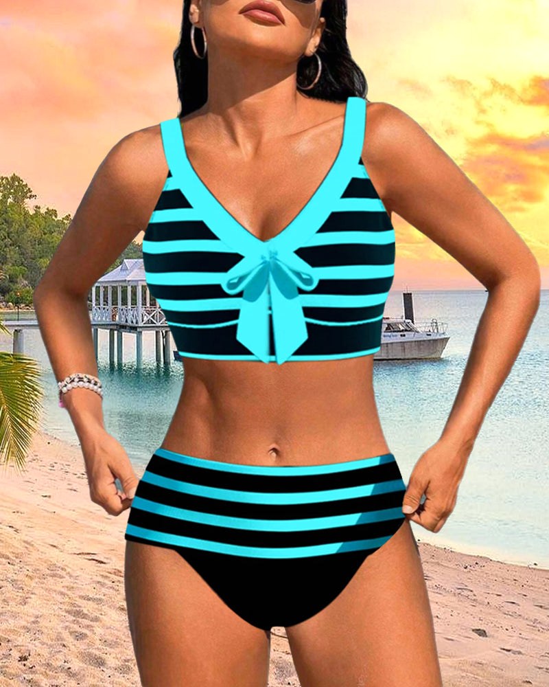 Peyton | Women's High-Waist Striped Bikini - image 12