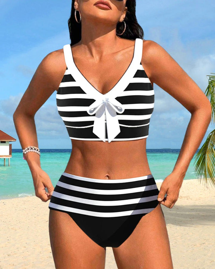 Peyton | Women's High-Waist Striped Bikini - image 13