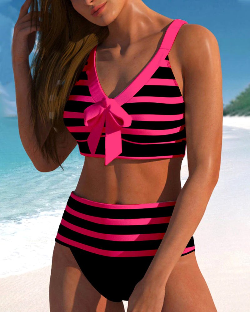 Peyton | Women's High-Waist Striped Bikini - image 9