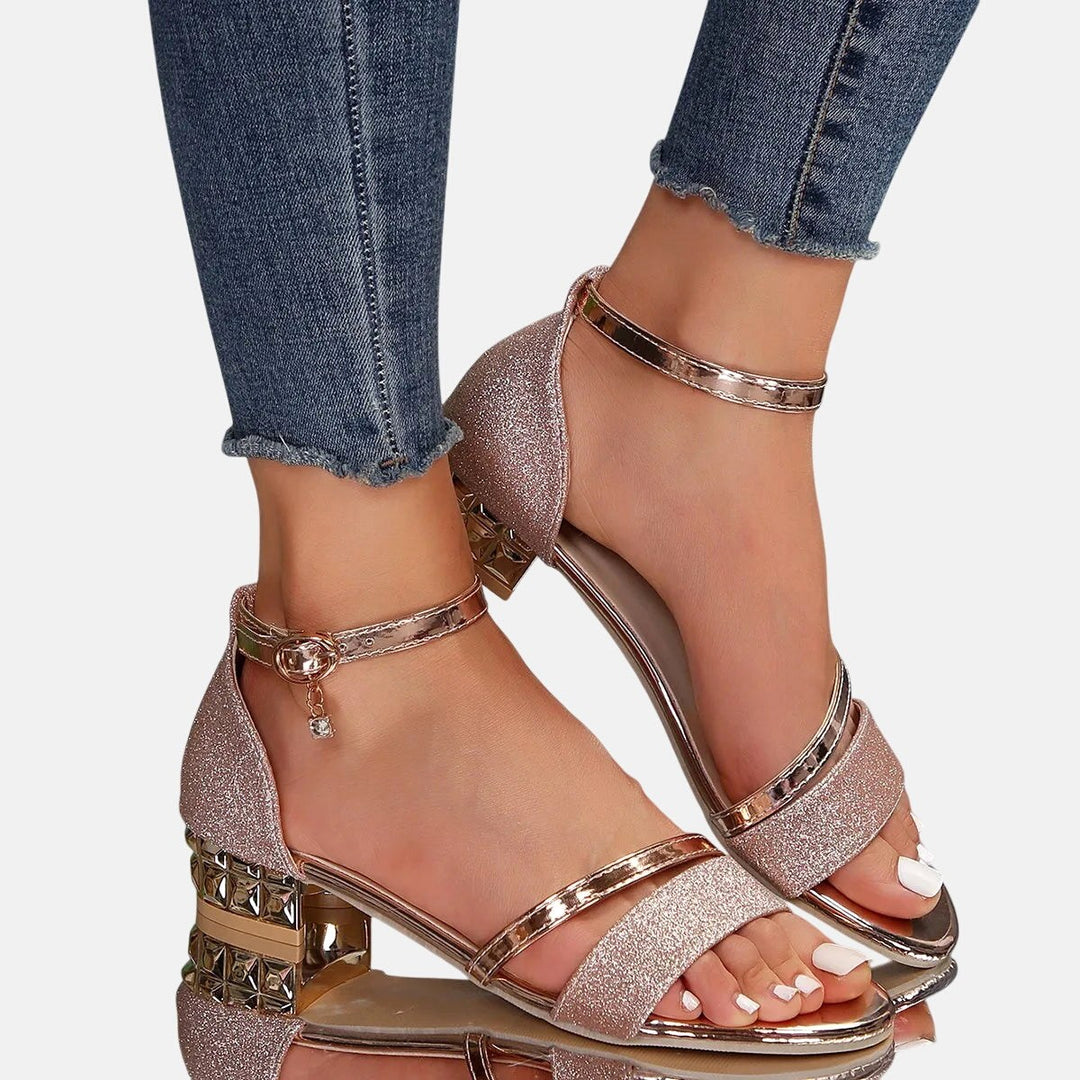 Peyton | Women's Orthopedic Heeled Sandals - Rose gold