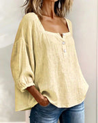 Phoebe | Women's Square Neck Blouse, Relaxed Tailored Top | The Shrader Sisters