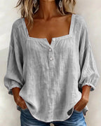 Phoebe | Women's Square Neck Blouse, Relaxed Tailored Top | The Shrader Sisters