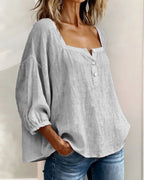 Phoebe | Women's Square Neck Blouse, Relaxed Tailored Top | The Shrader Sisters